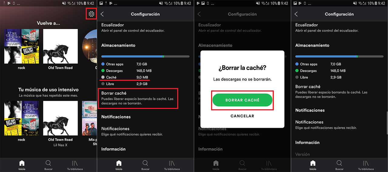 how to clear the spotify cache on Android