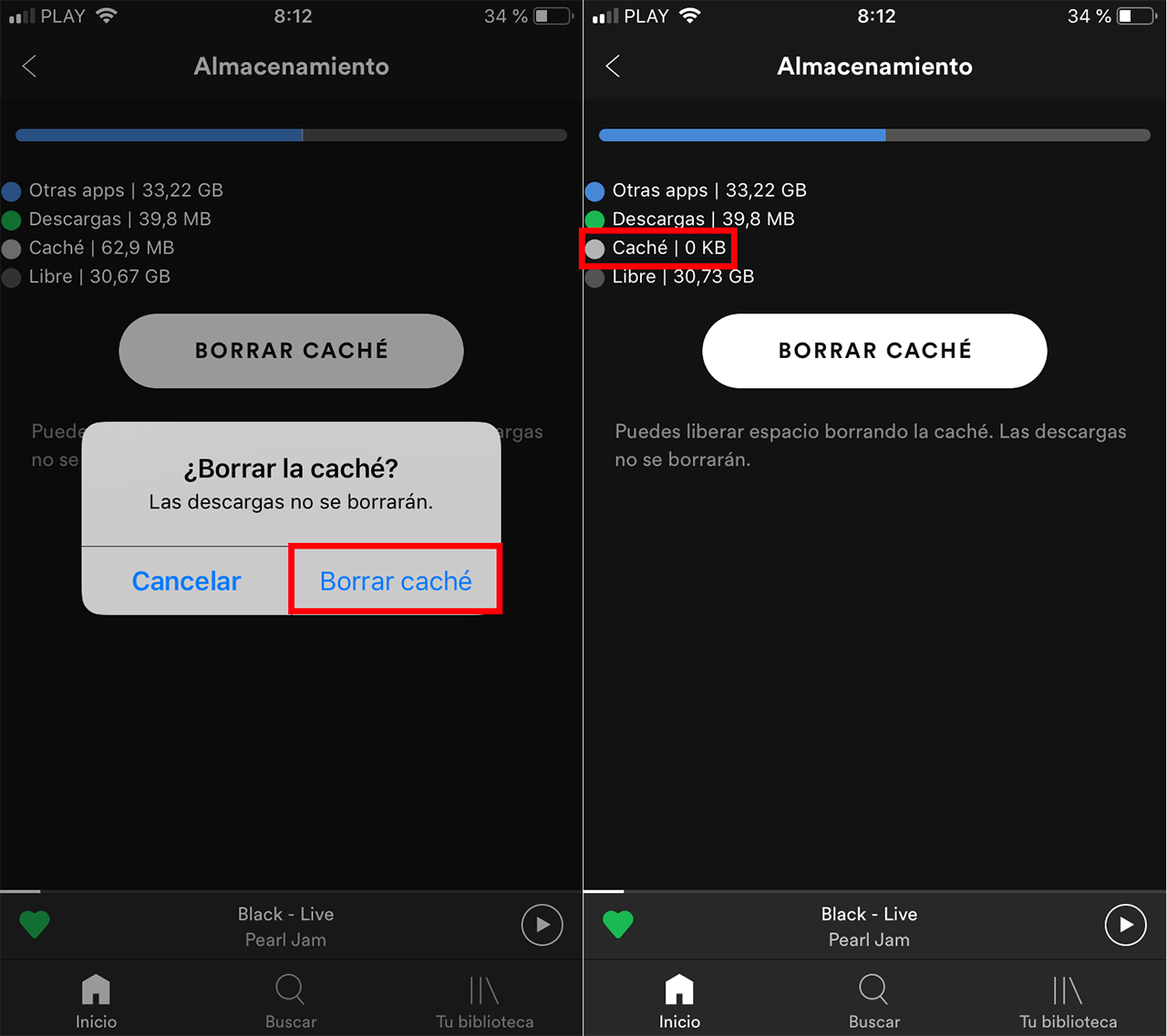 how to delete spotify cache on iPhone