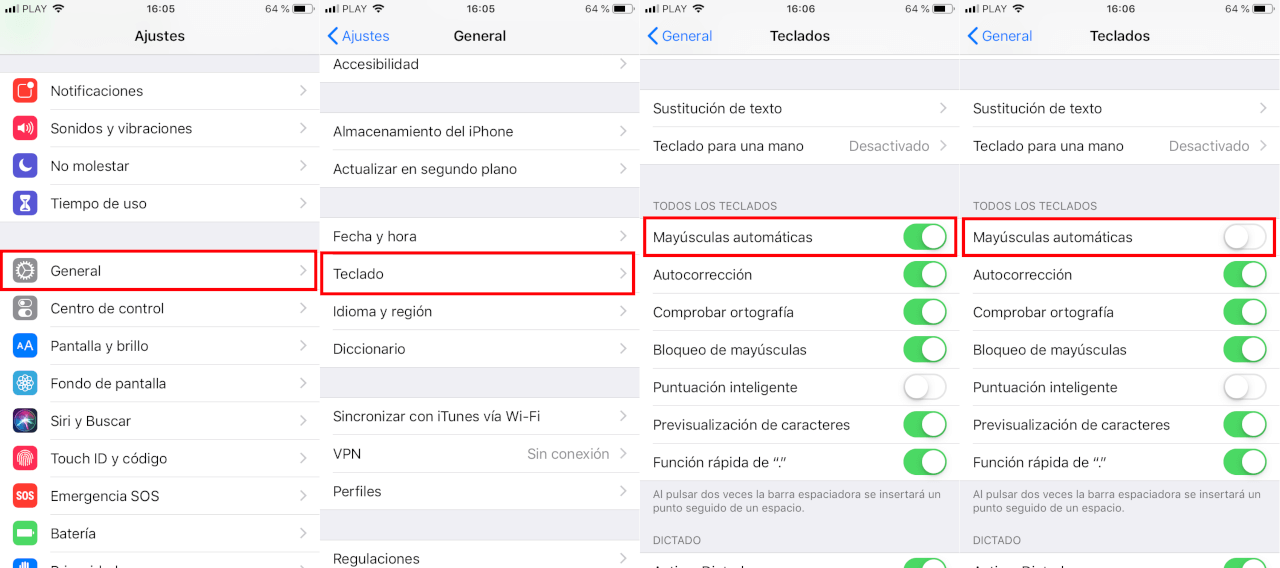 How to disable automatic capitalization on iPhone with iOS