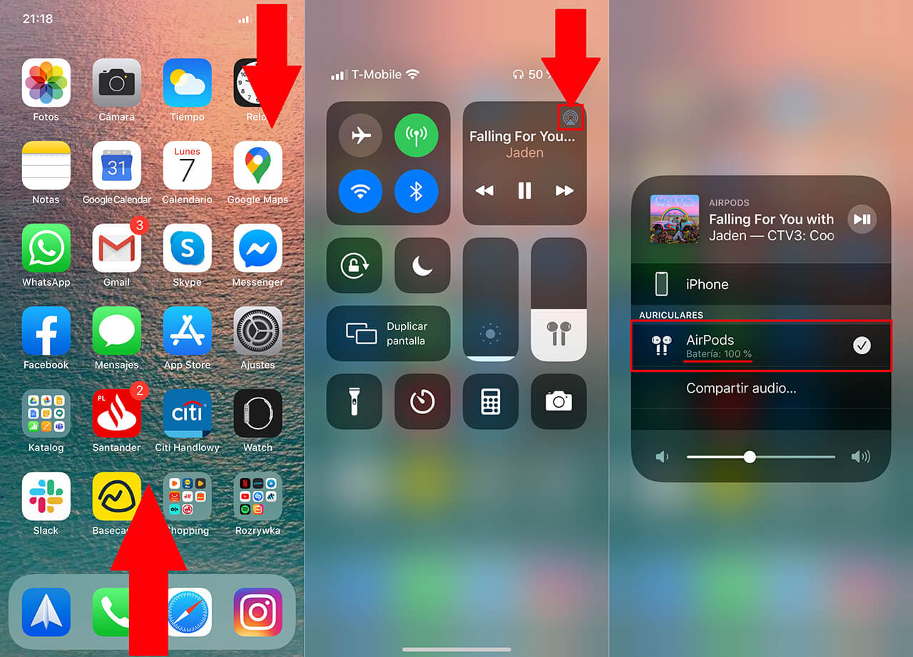 how to know the battery level of the airpods from the control center of your iPhone or iPad
