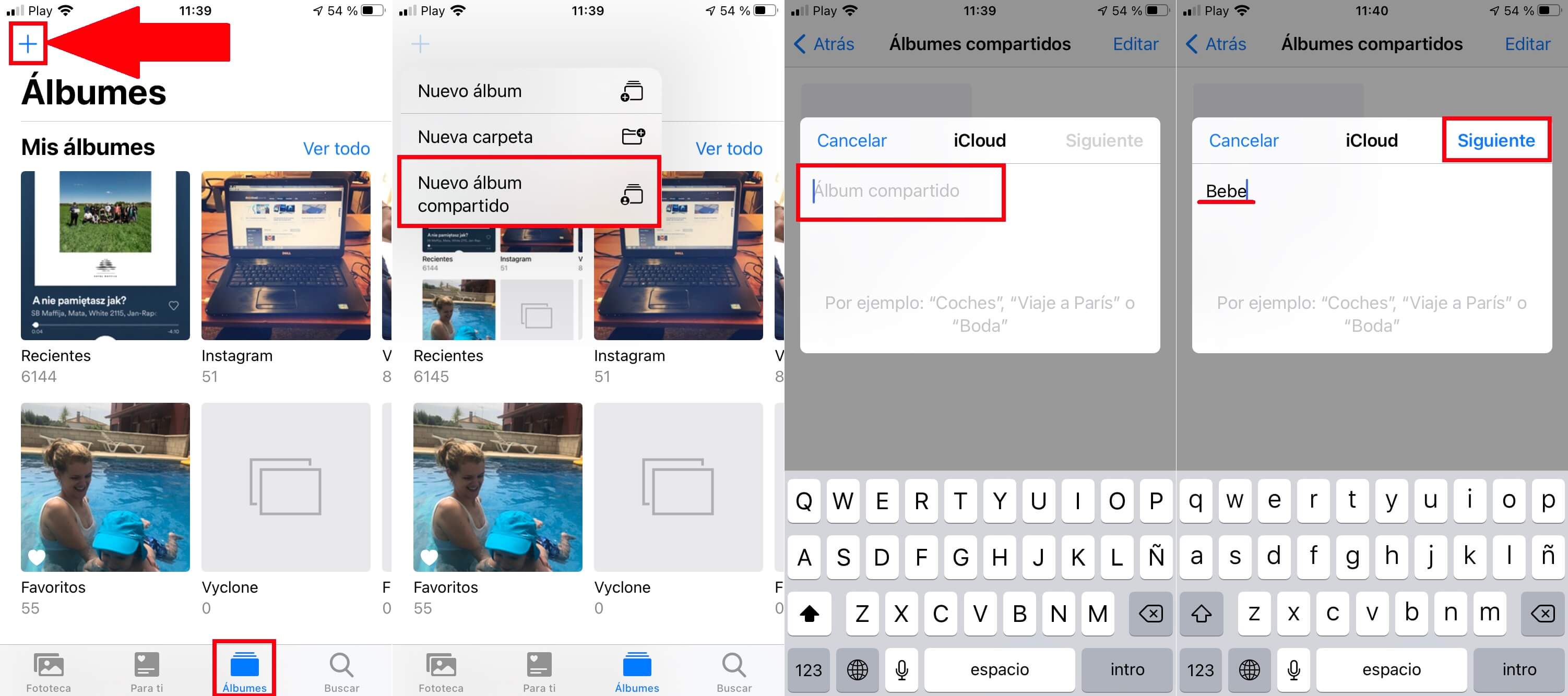 how to create shared album on iPhone