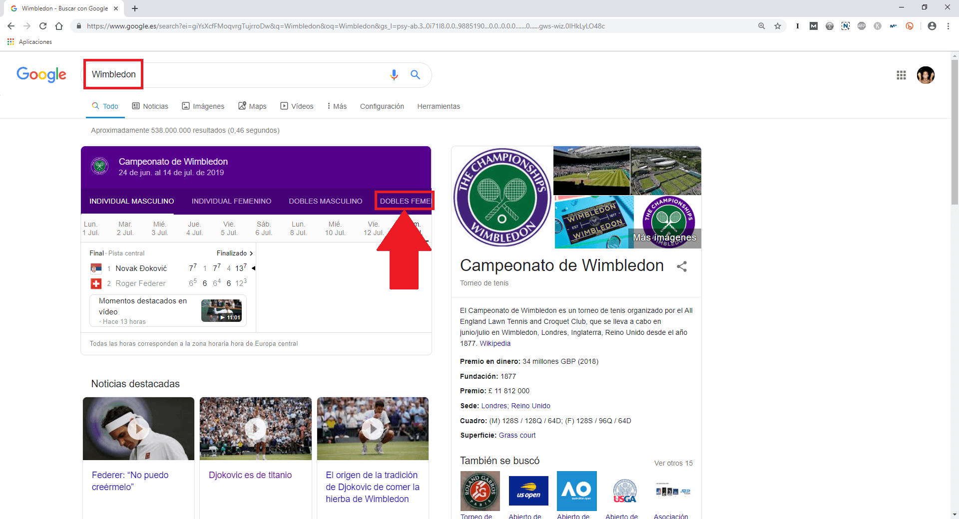hidden video game in google Wimbledon