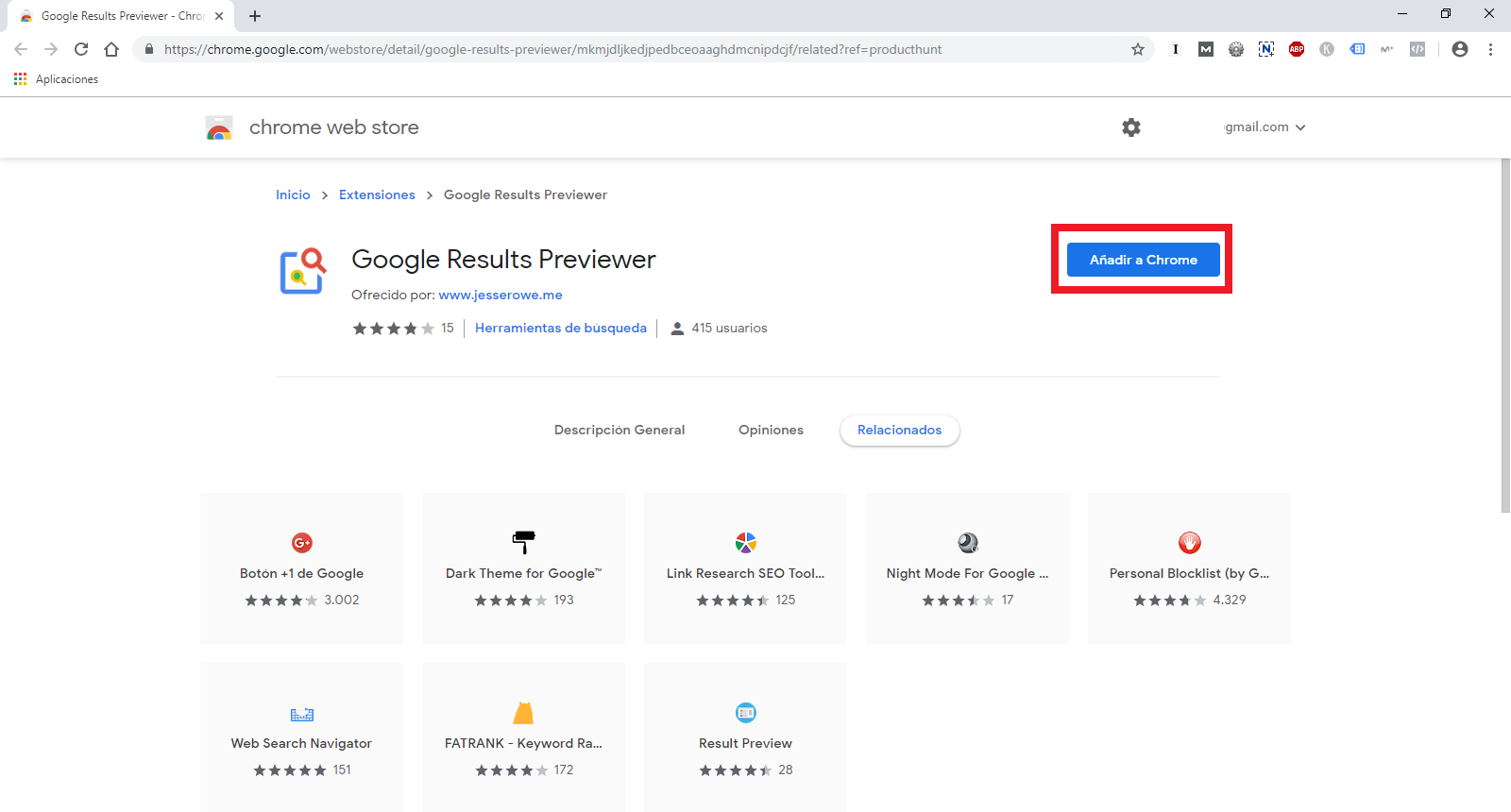 Google Results previewer to preview search results in chrome