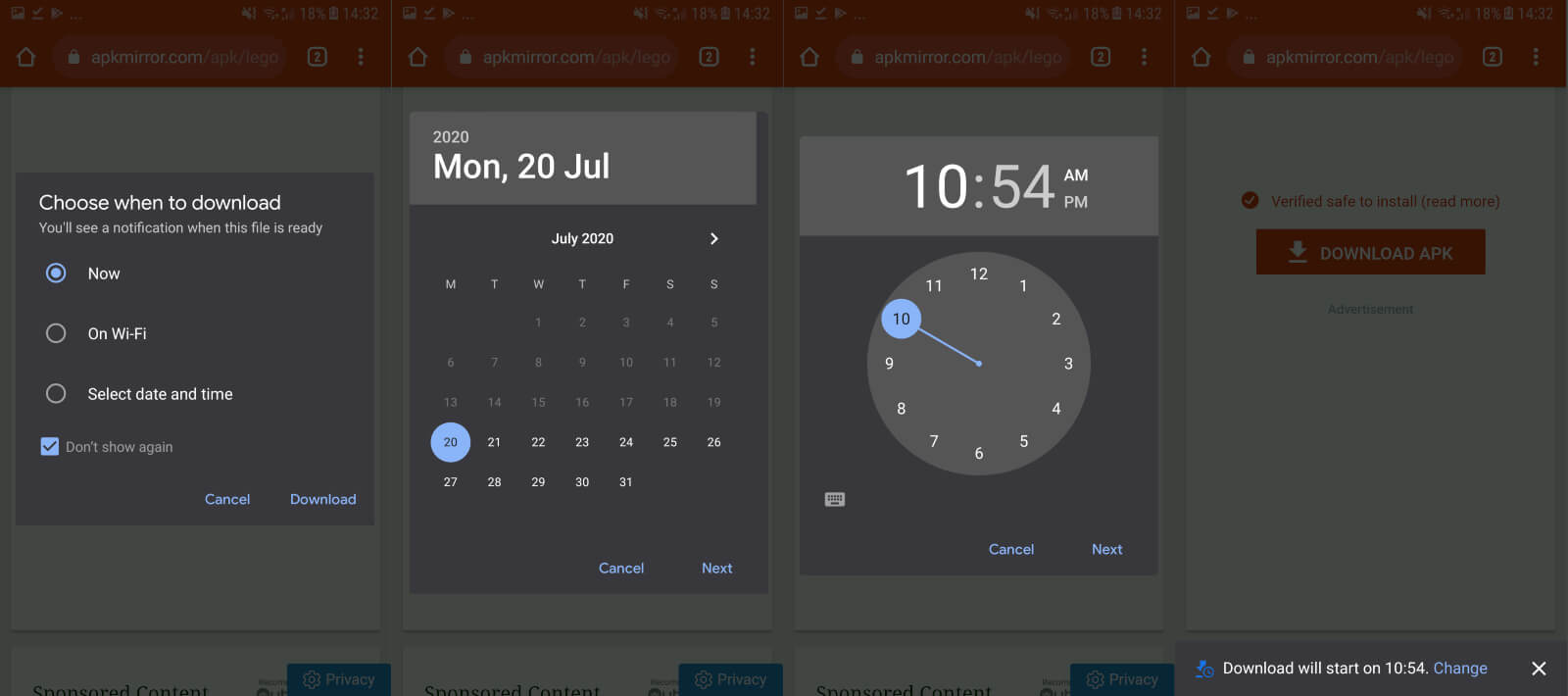activate and use the download schedule in the Chrome browser for Android