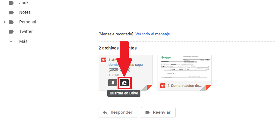 google drive allows automatic saving of gmail attachments