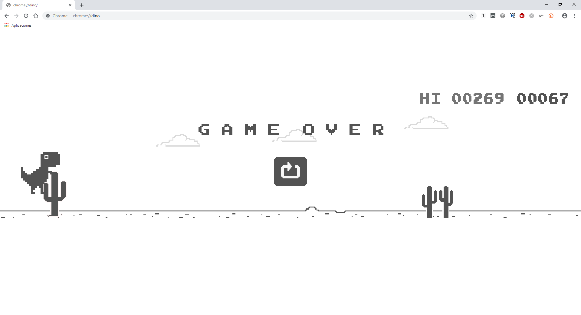 google chrome allows to play the dinosaur video game