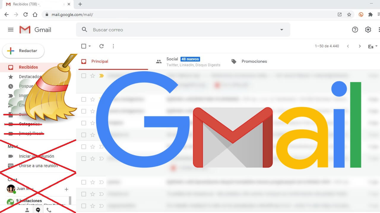 how to remove or hide Gmail sections and labels including Chat and Meet
