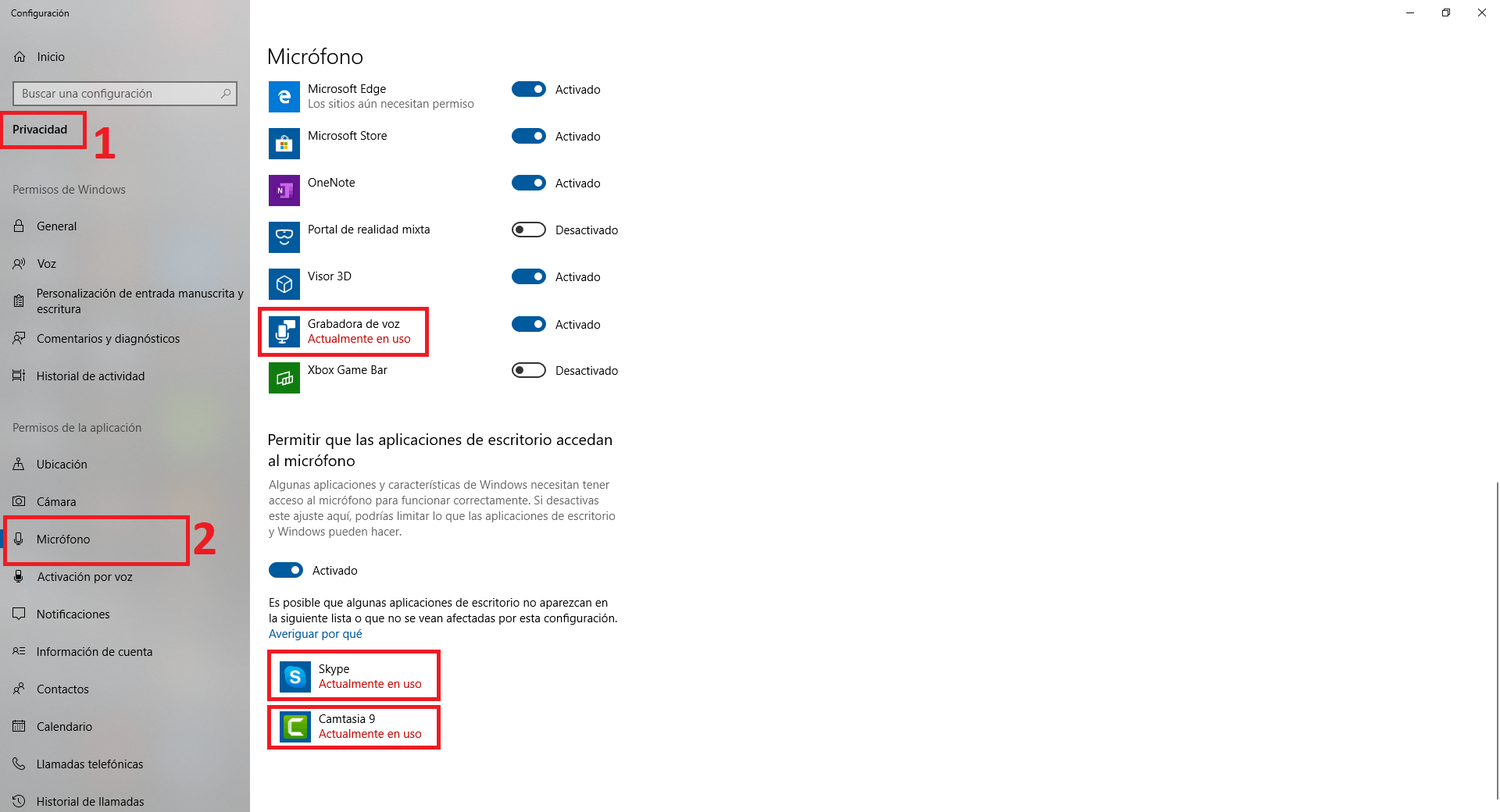 which apps or programs can access the microphone of your Windows 10 computer