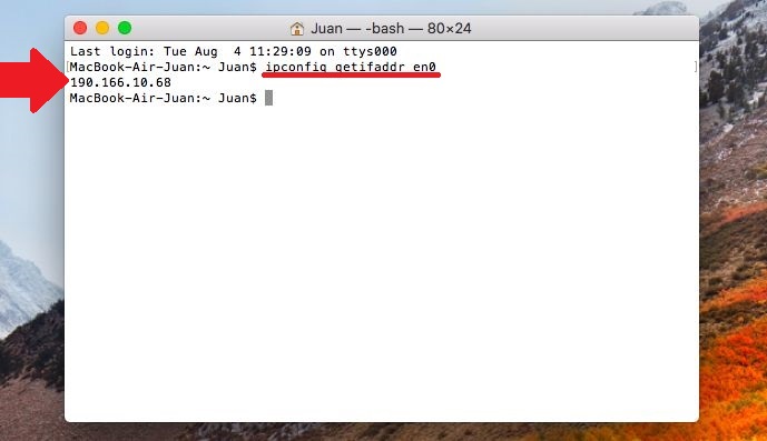 what is the IP address of my Mac with OSx
