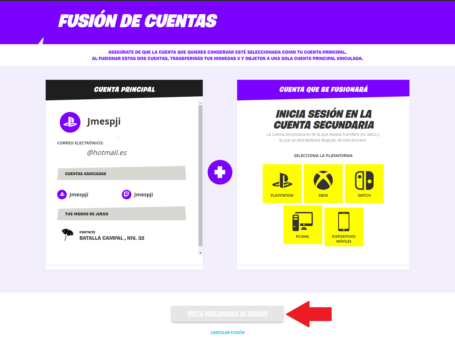 transfer content from one fortnite account to another