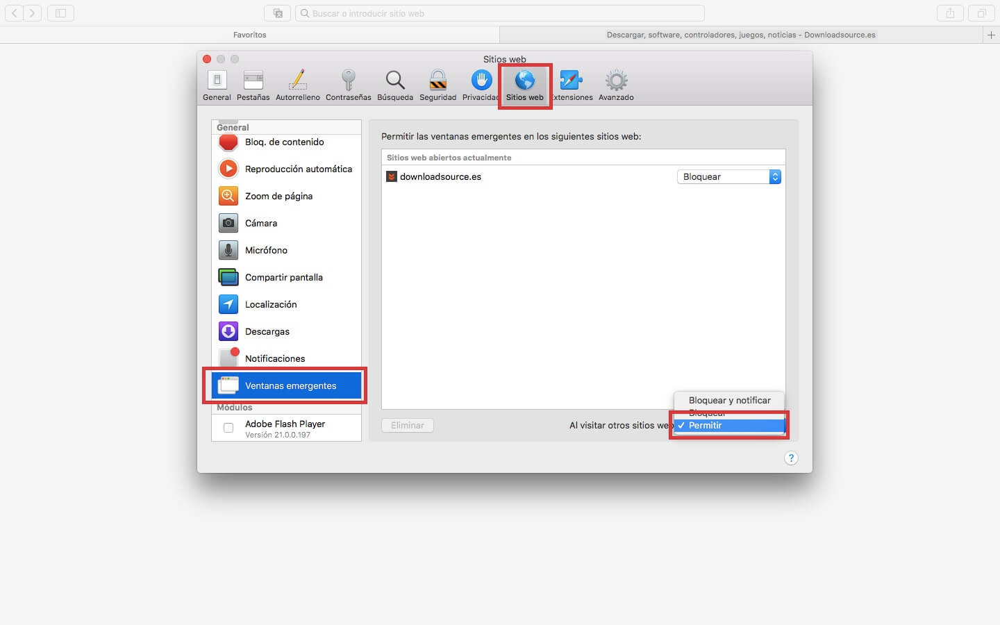 how to allow web pop-ups in safari