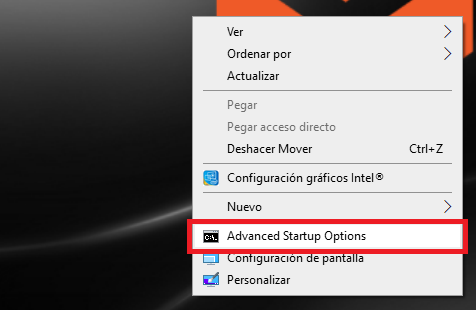 access advanced startup options from the context menu of windows 10