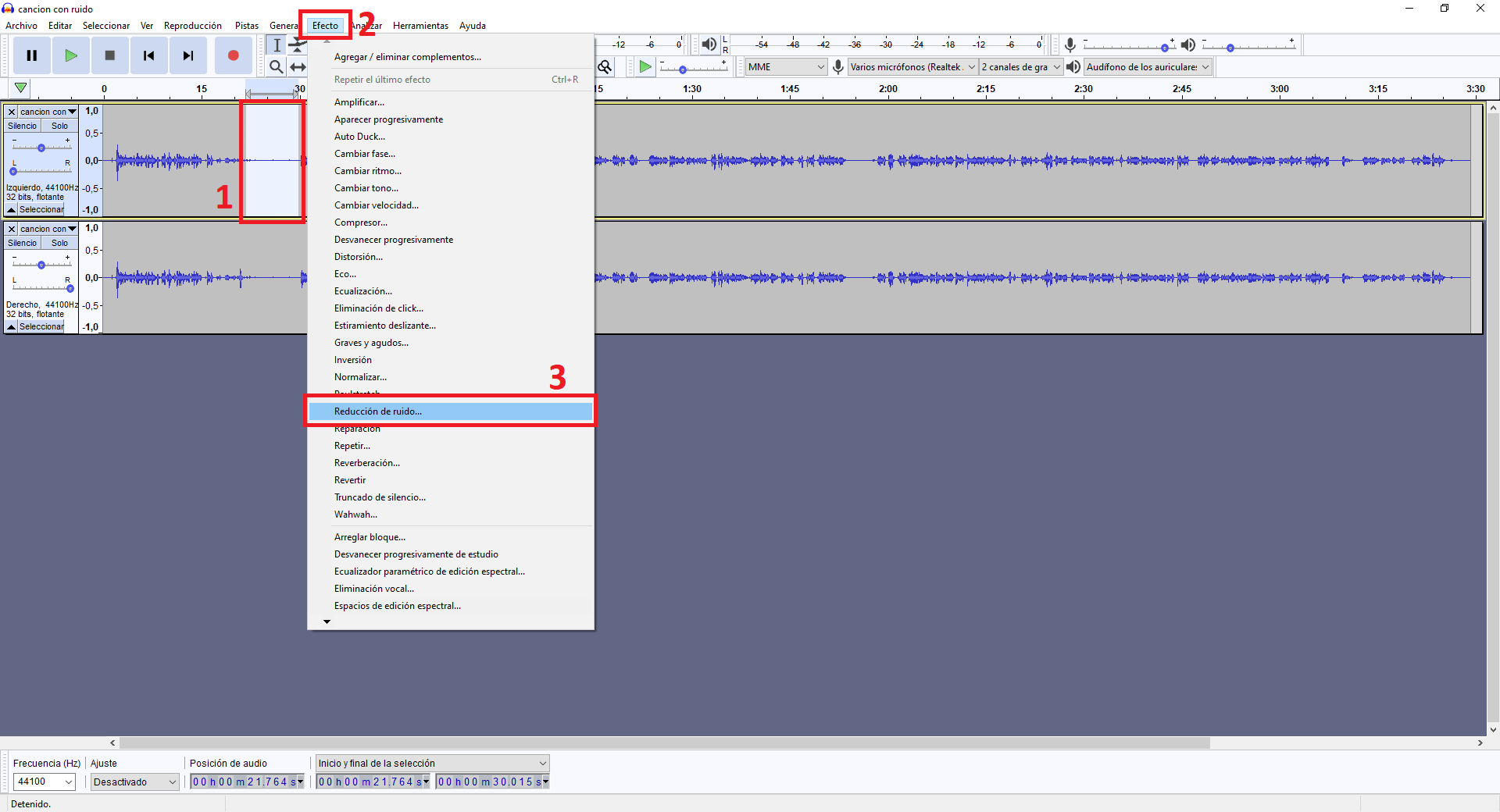 remove ambient noise from a recording or mp3 song