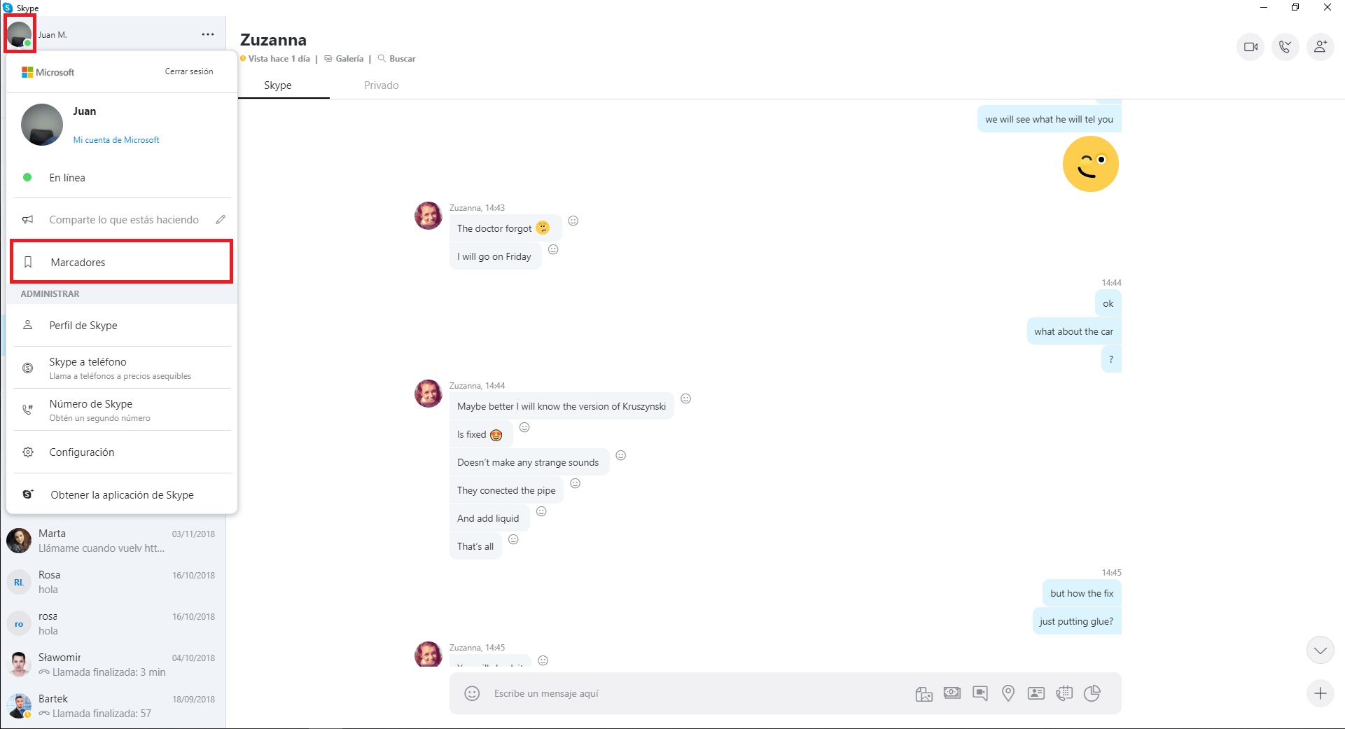 mark and save Skype messages