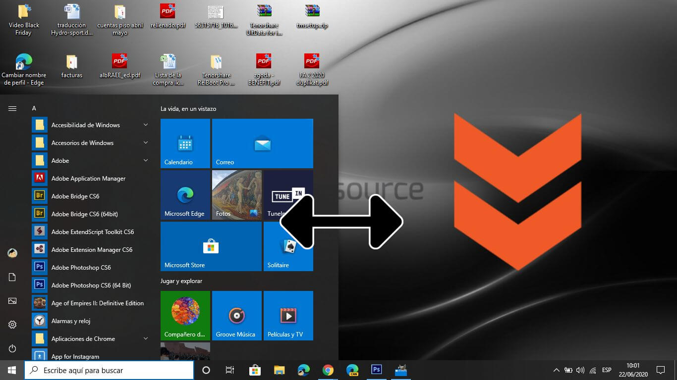how to change the width of the Windows 10 start menu