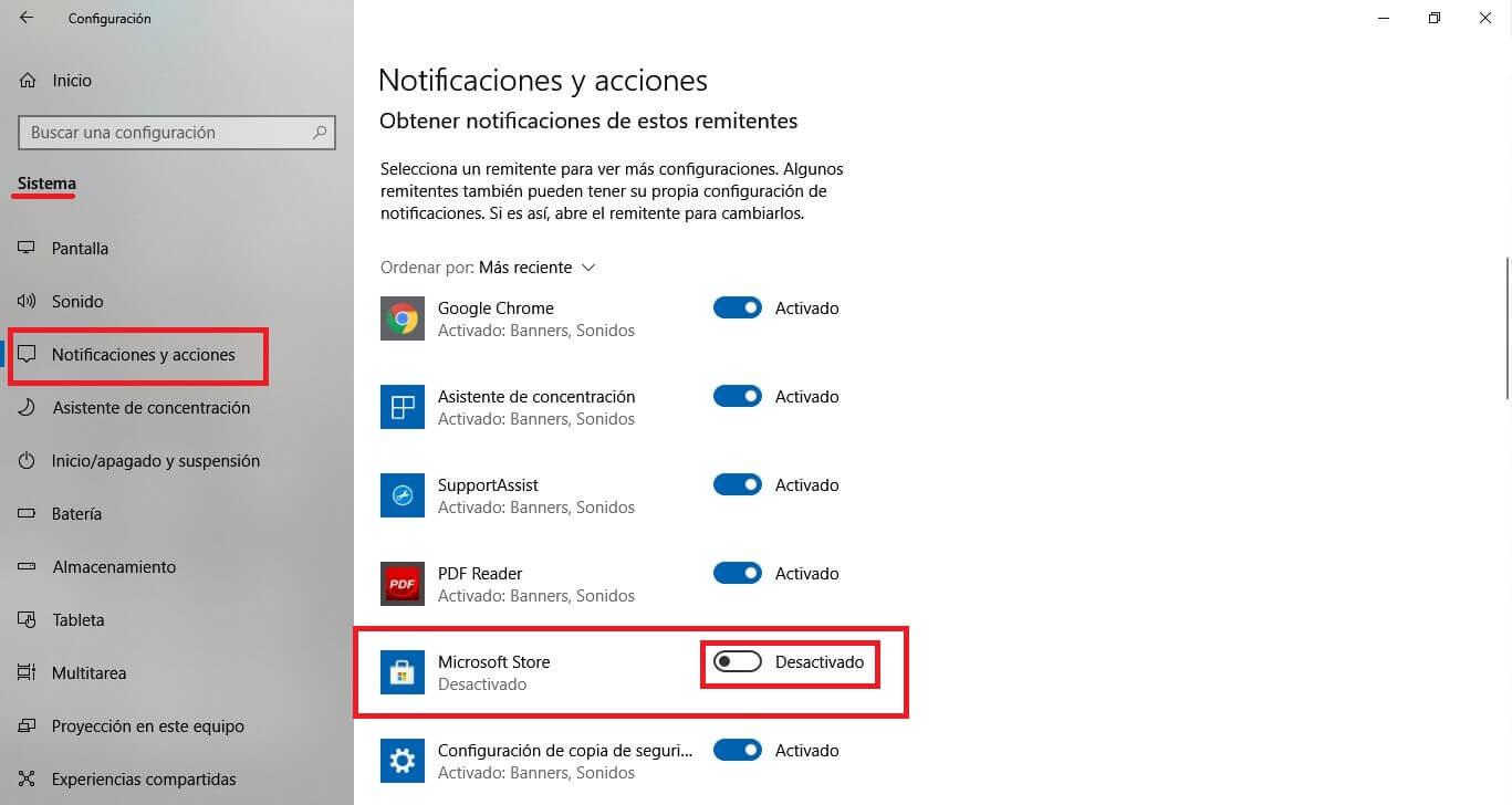 how to prevent the official windows 10 store from showing notifications when installed apps are updated