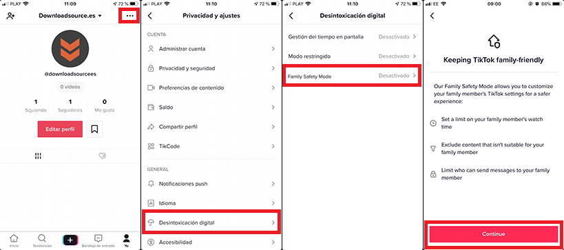 activate parental control on Tiktok with family safe mode