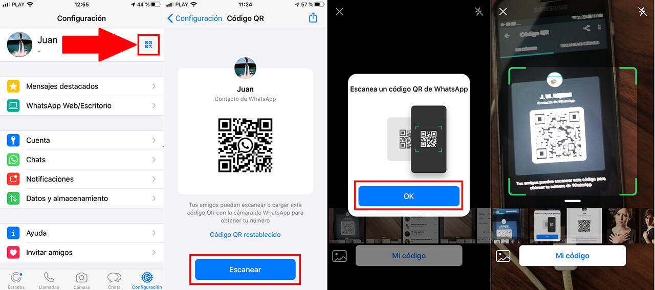 how to scan QR codes to add contacts to whatsapp