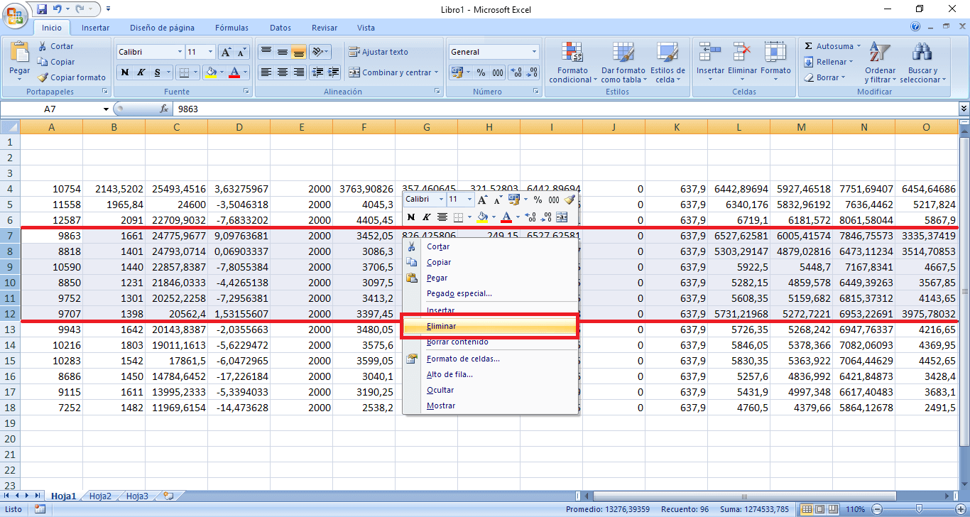 how to delete multiple rows from excel at once